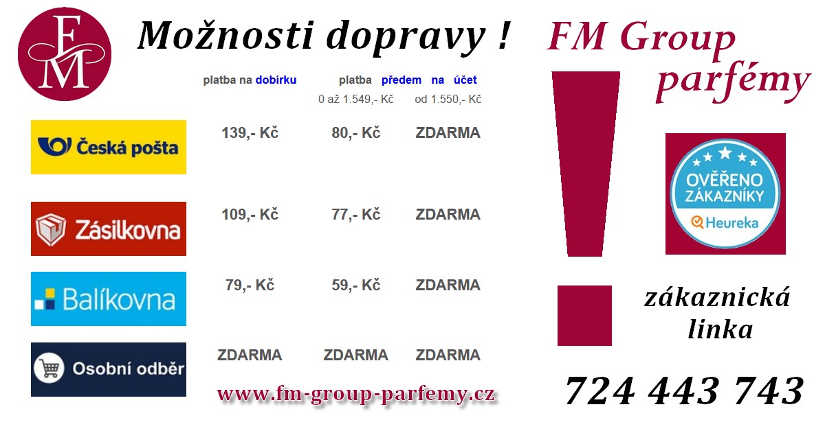 možnosti dopravy FM Group parfémy rok 2024